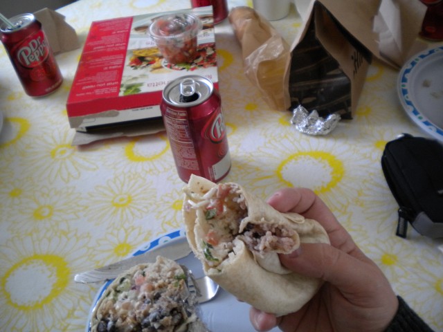 tear off the empty side, fold it a little and eat it